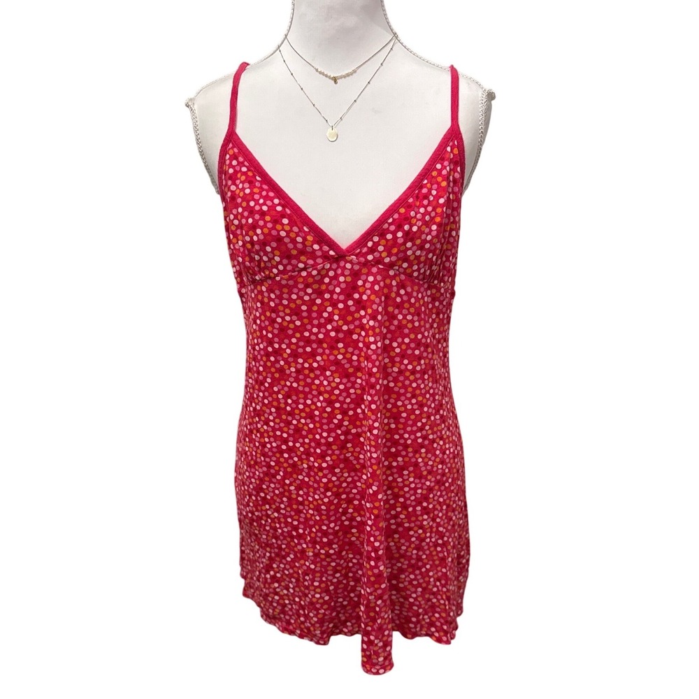 Vintage 2007 Victoria's Secret Pink Babydoll Dress Polka Dot Chemise Slip Y2K L